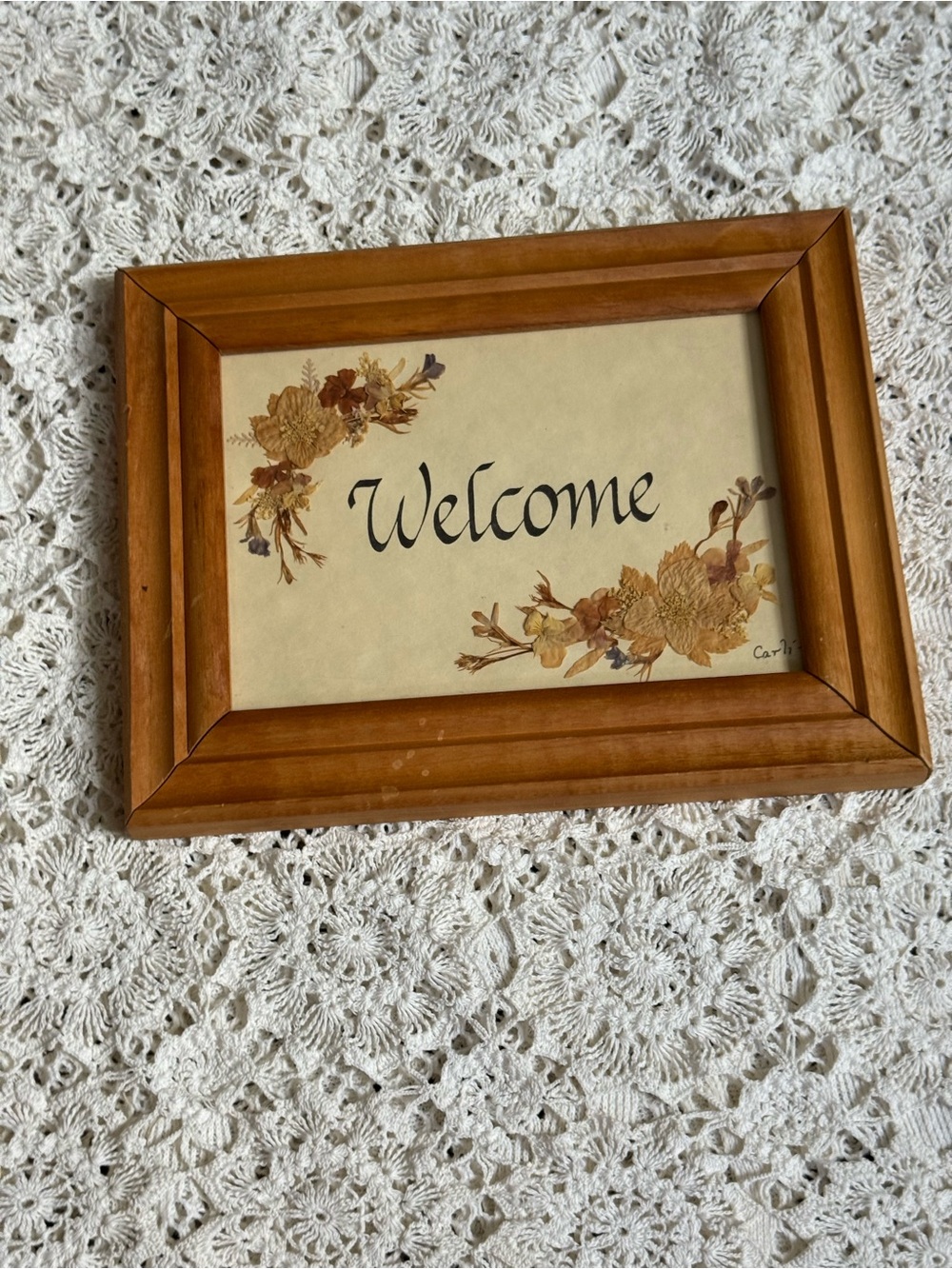 Vintage Welcome Wall Art in Brown and Cream